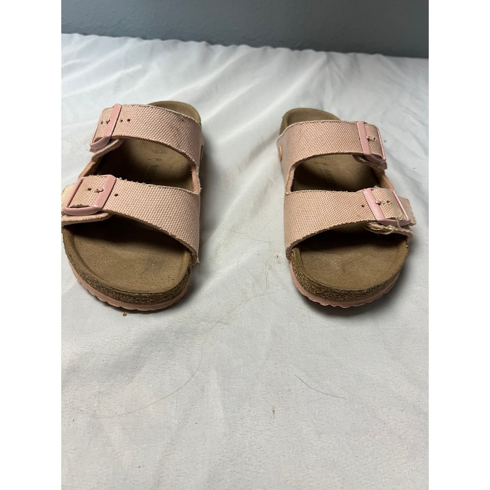 Birkenstock Arizona Pink Canvas Textile Two Strap Slide Sandals EU 34 US 3-3.5‎